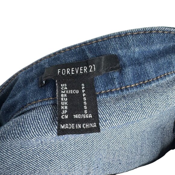 Forever 21 Denim Mini Skirt With Front Zip Closure Women's Size Small Cowgirl - Picture 2 of 5